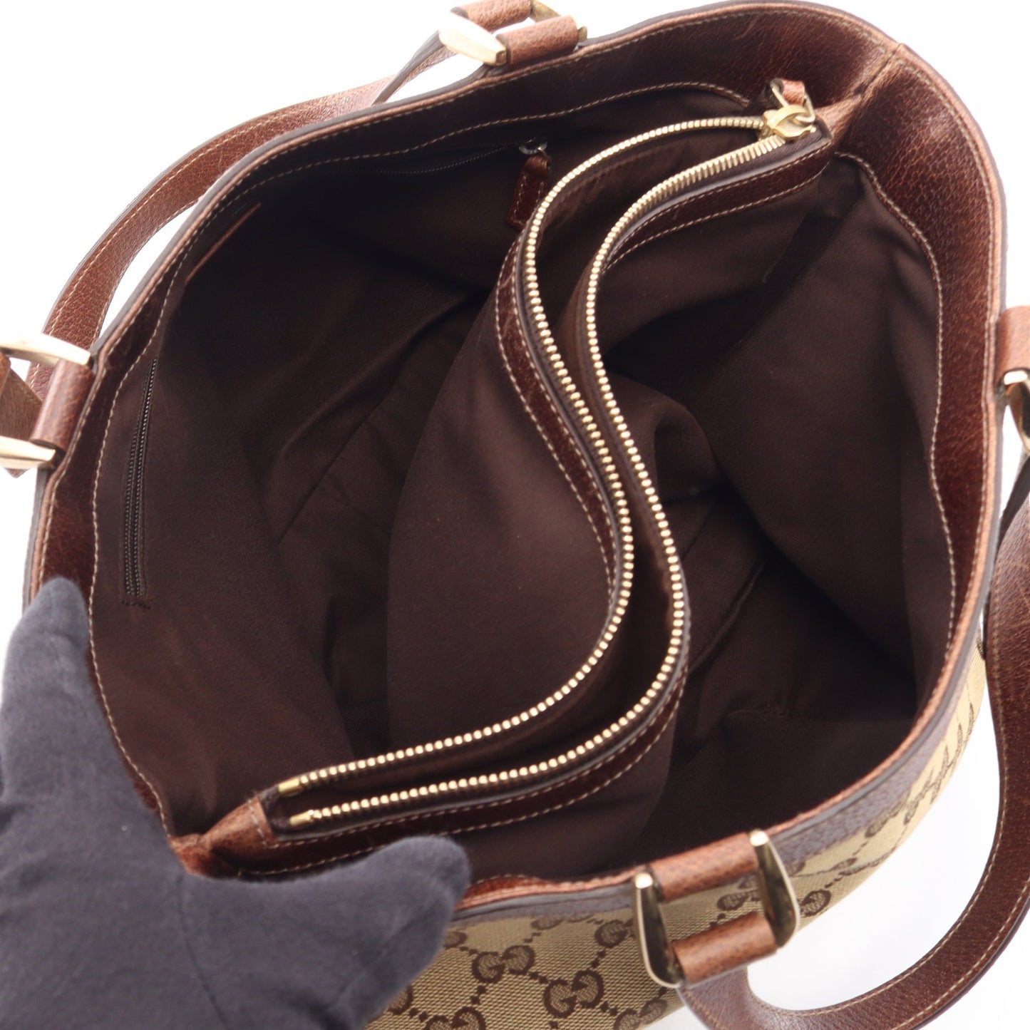 アビー ハンドバッグ トートバッグ キャンバス レザー ベージュ ブラウン グッチ バッグ GUCCI