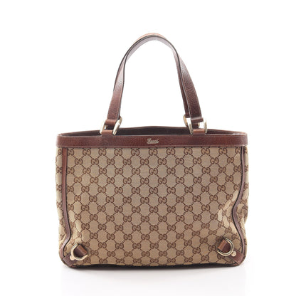 アビー ハンドバッグ トートバッグ キャンバス レザー ベージュ ブラウン グッチ バッグ GUCCI