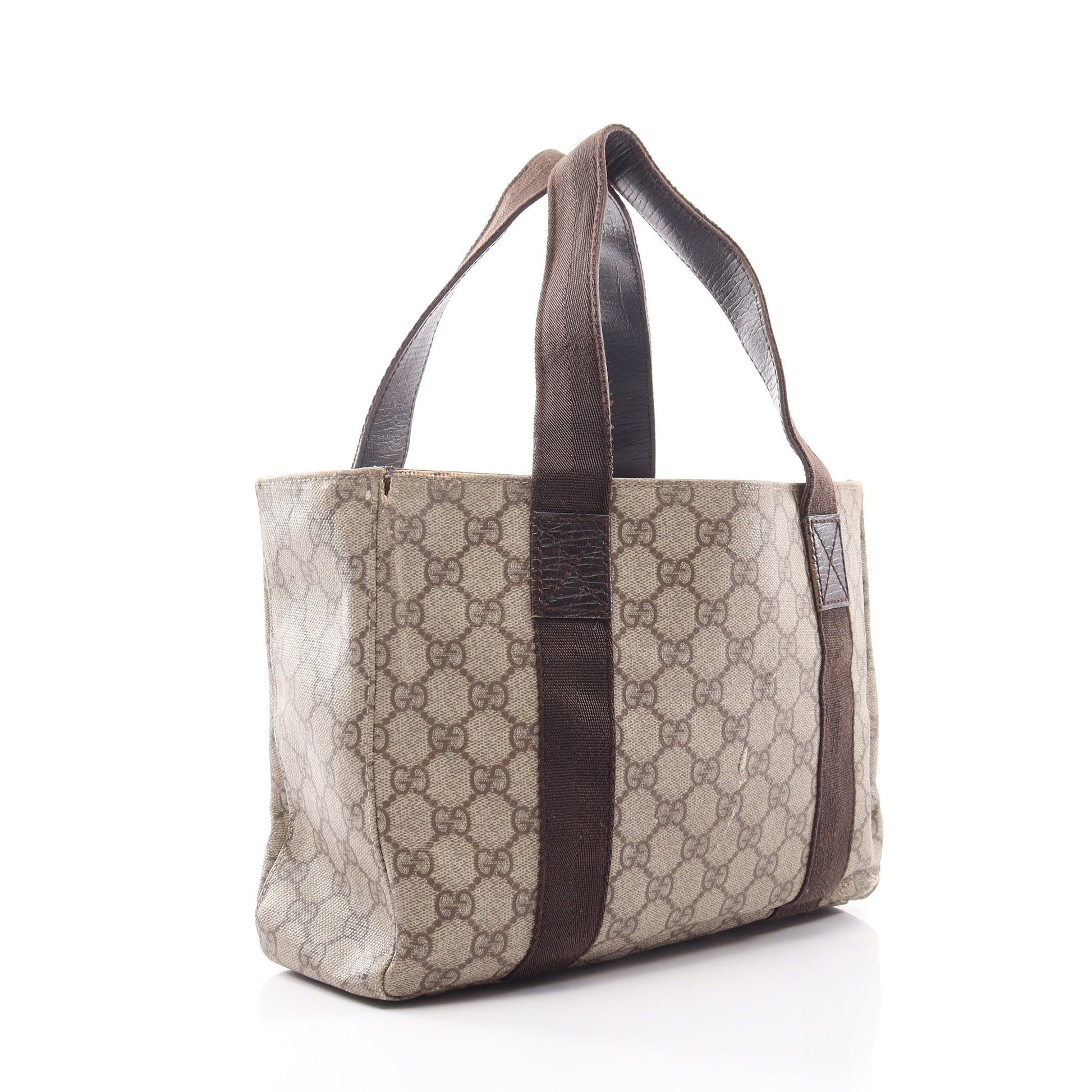 GGスプリーム ハンドバッグ トートバッグ PVC レザー ベージュ ダークブラウン グッチ バッグ GUCCI
