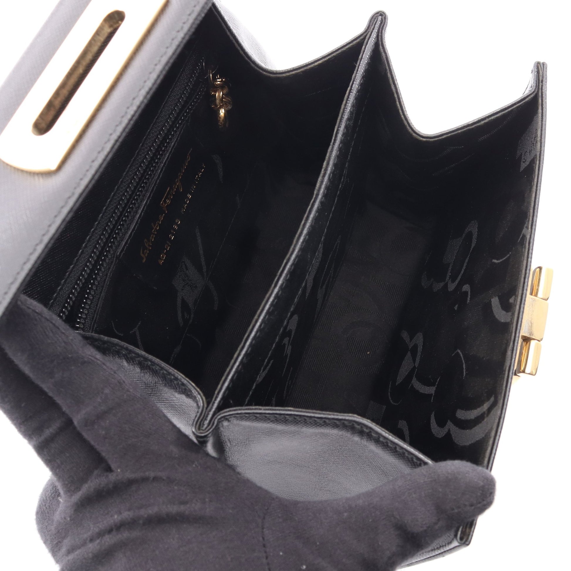 ガンチーニ 2WAY ハンドバッグ レザー ブラック サルヴァトーレフェラガモ バッグ Salvatore Ferragamo