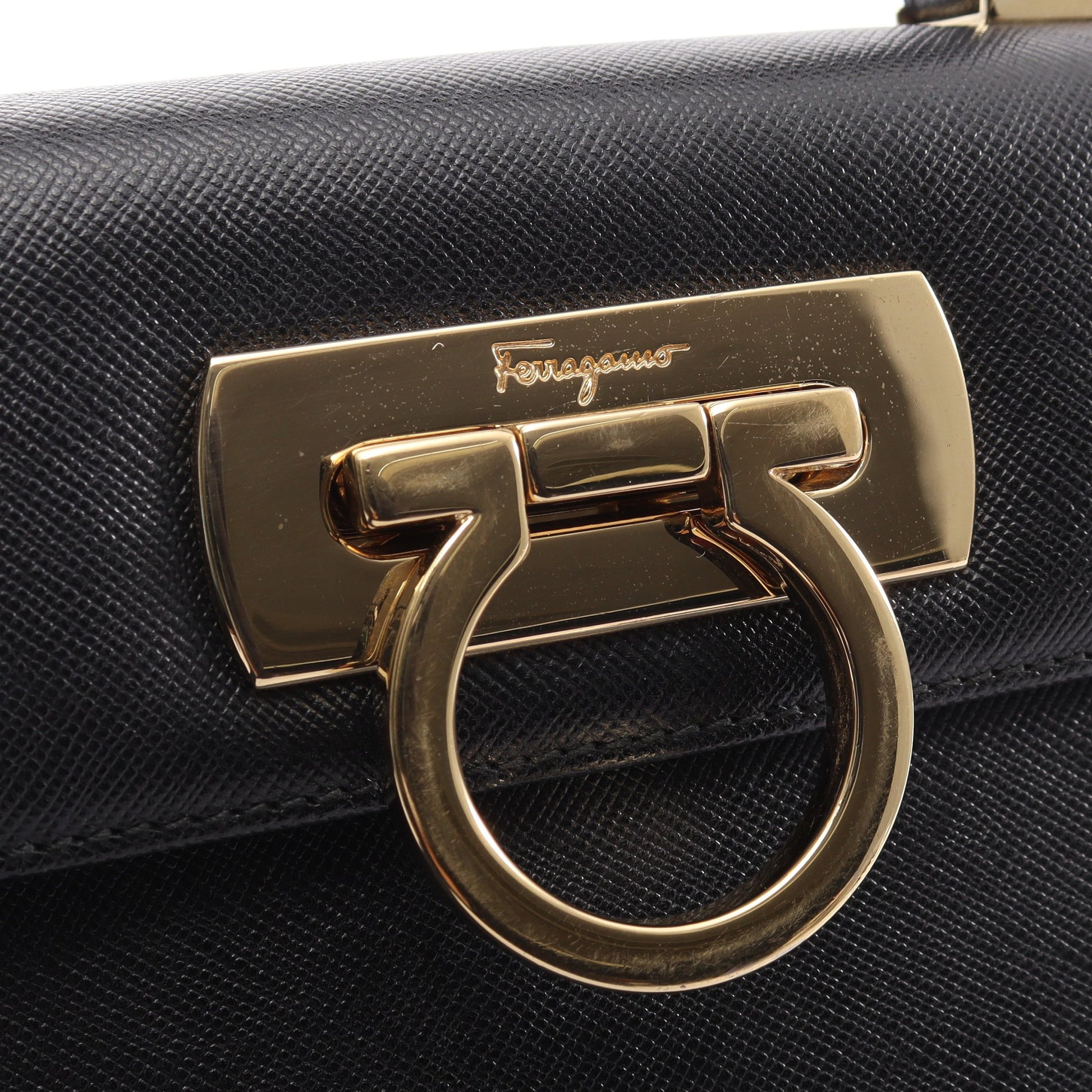 ガンチーニ 2WAY ハンドバッグ レザー ブラック サルヴァトーレフェラガモ バッグ Salvatore Ferragamo