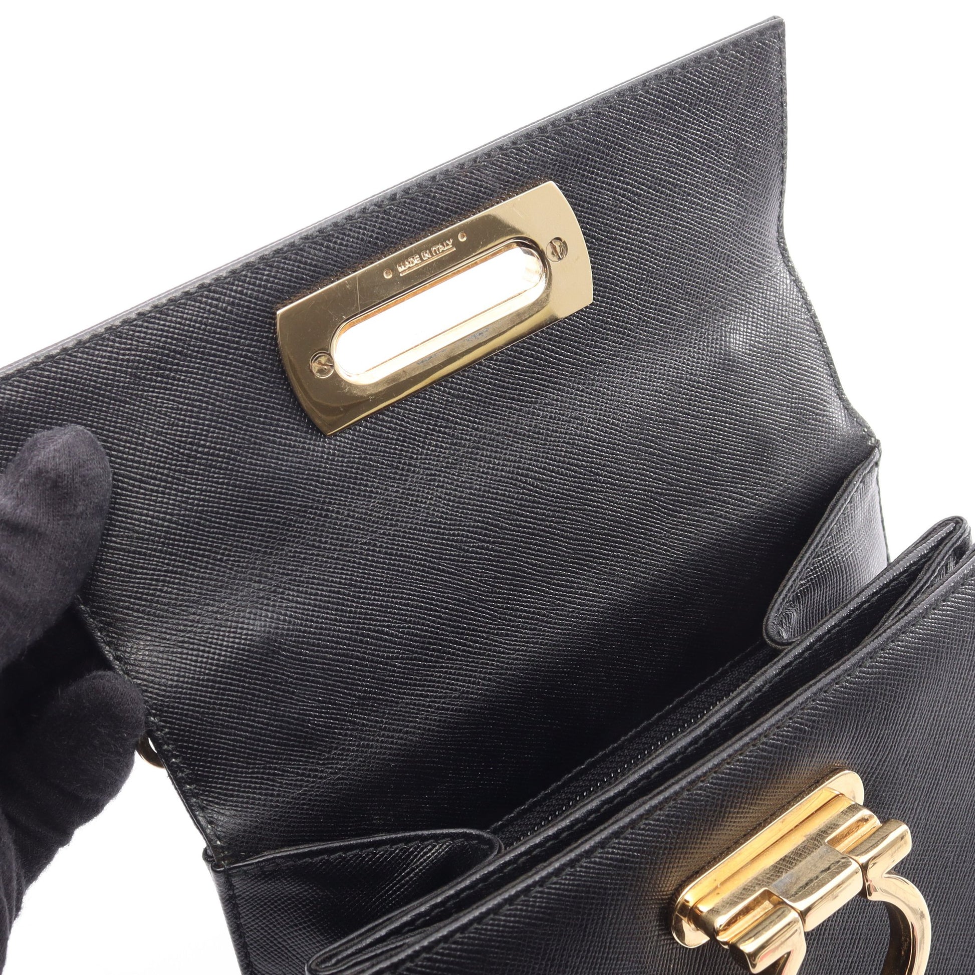 ガンチーニ 2WAY ハンドバッグ レザー ブラック サルヴァトーレフェラガモ バッグ Salvatore Ferragamo