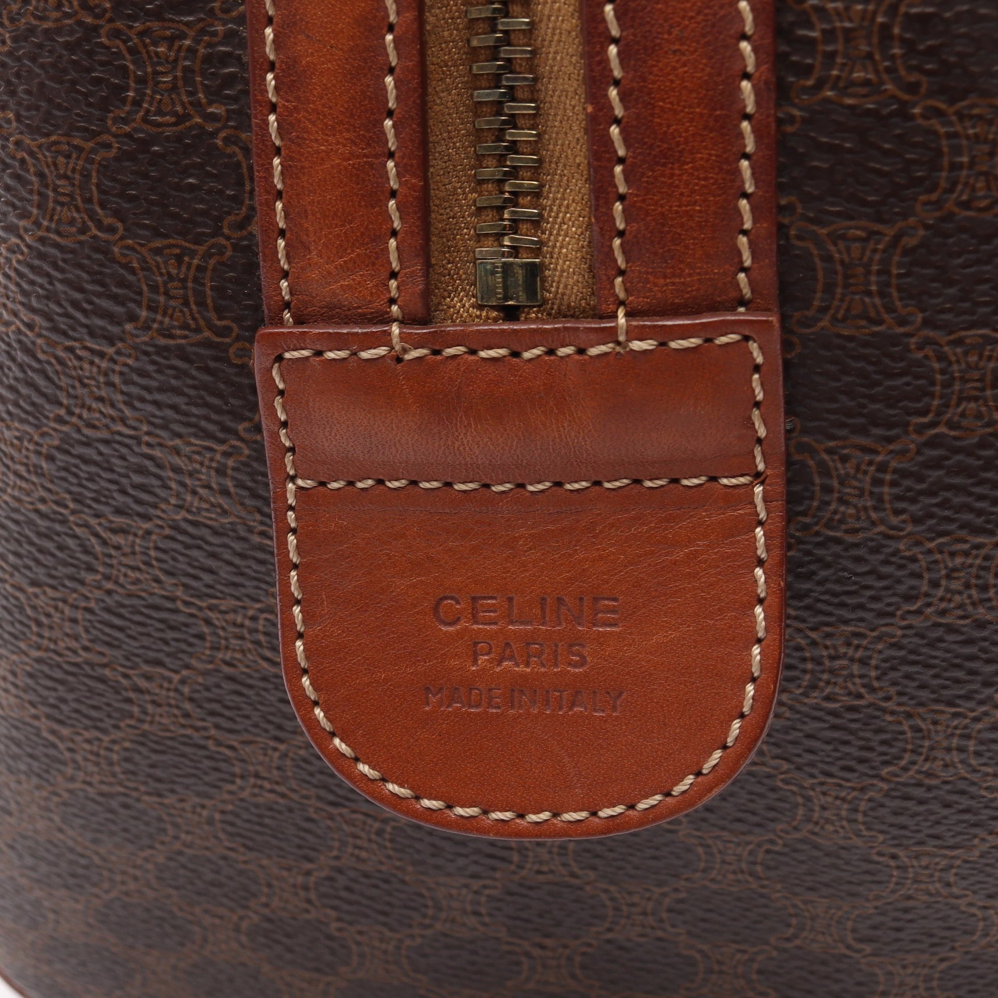 マカダム ハンドバッグ PVC レザー ダークブラウン ブラウン セリーヌ バッグ CELINE