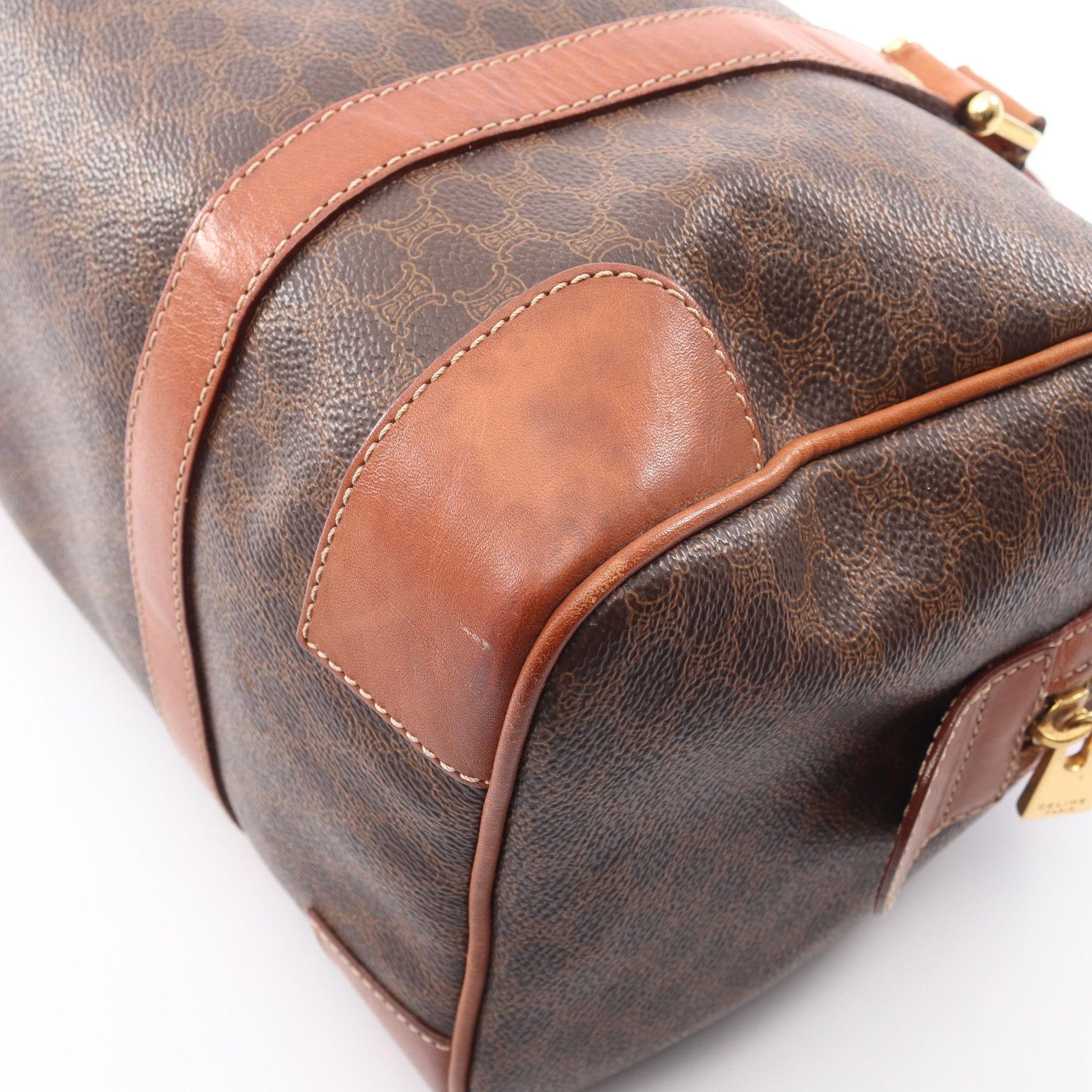 マカダム ハンドバッグ PVC レザー ダークブラウン ブラウン セリーヌ バッグ CELINE