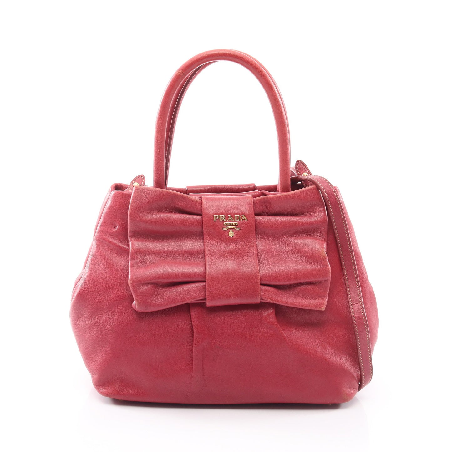 NAPPA FIOCCO 2WAY ハンドバッグ レザー ピンクレッド プラダ バッグ PRADA