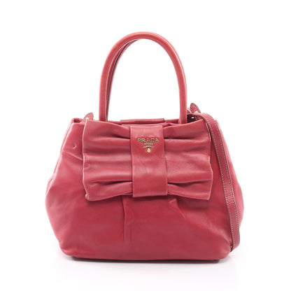 NAPPA FIOCCO 2WAY ハンドバッグ レザー ピンクレッド プラダ バッグ PRADA