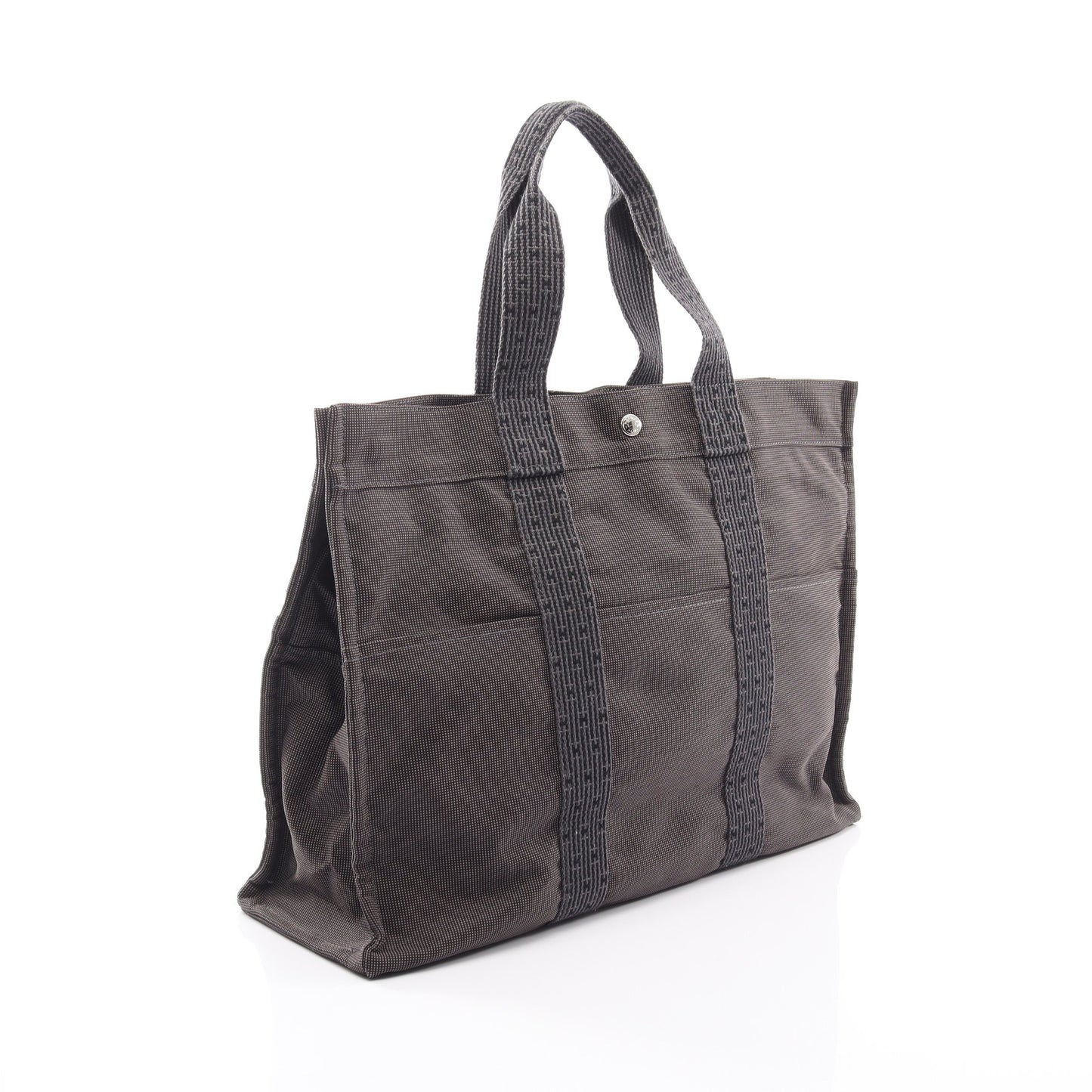 エールラインGM ハンドバッグ トートバッグ キャンバス グレー シルバー金具 エルメス バッグ HERMES
