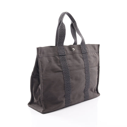 エールラインGM ハンドバッグ トートバッグ キャンバス グレー シルバー金具 エルメス バッグ HERMES