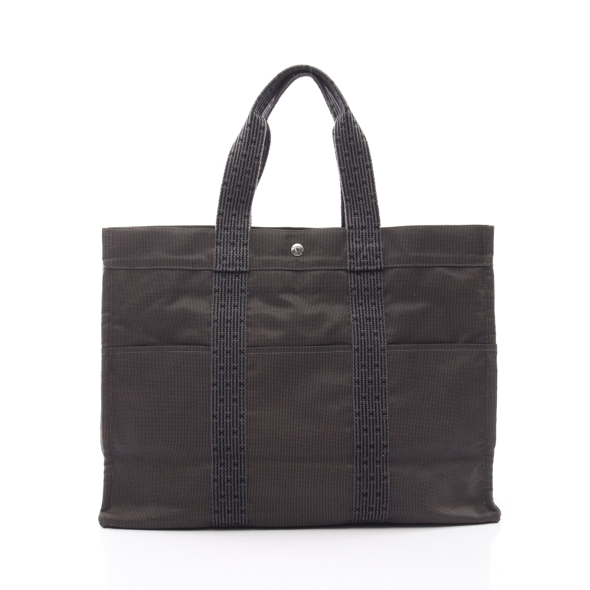 エールラインGM ハンドバッグ トートバッグ キャンバス グレー シルバー金具 エルメス バッグ HERMES