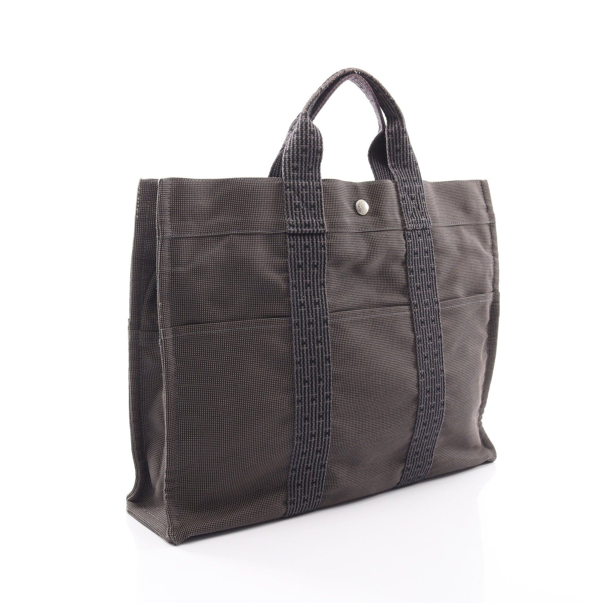 エールラインMM ハンドバッグ トートバッグ キャンバス グレー シルバー金具 エルメス バッグ HERMES