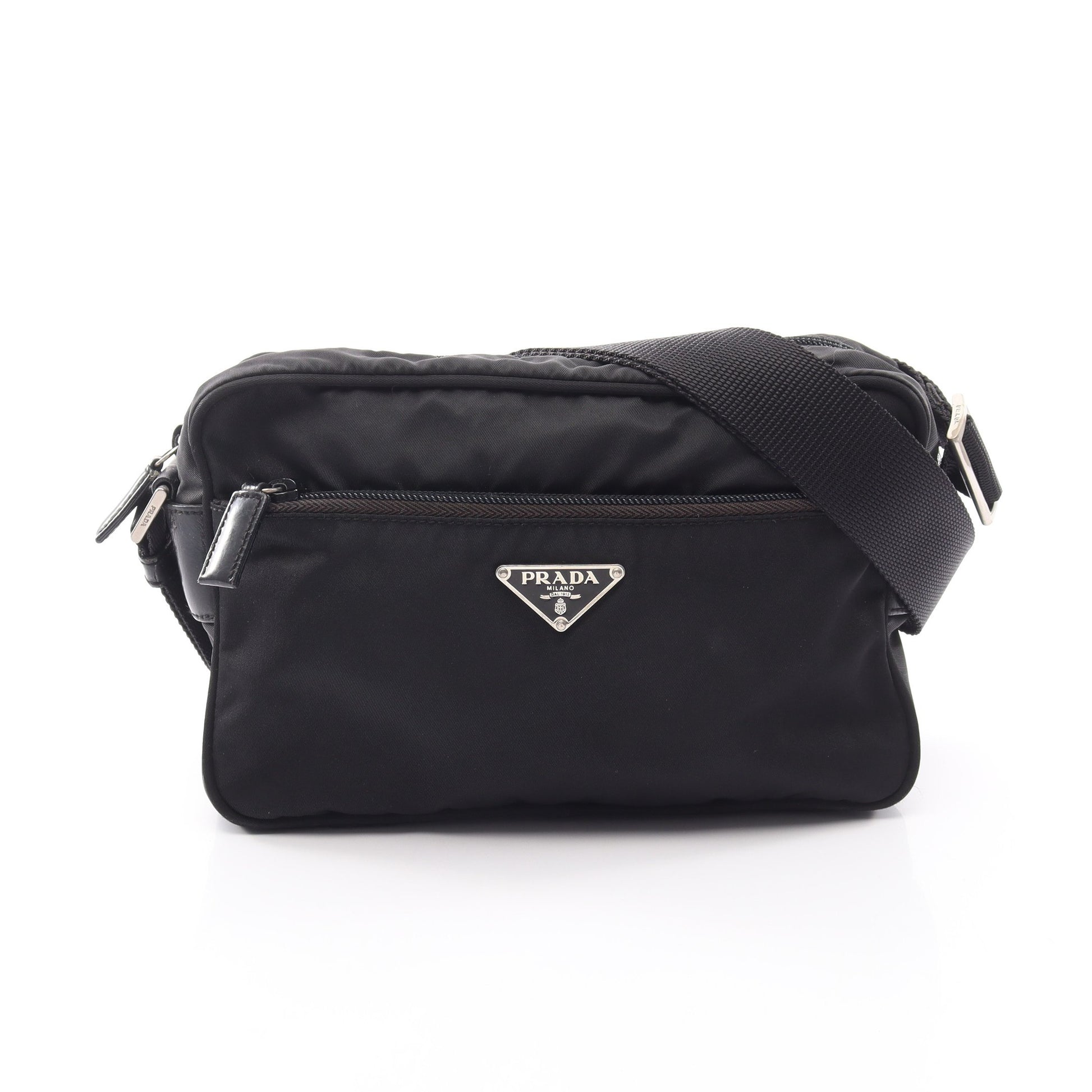 トライアングルロゴ ショルダーバッグ ナイロン レザー ブラック プラダ バッグ PRADA