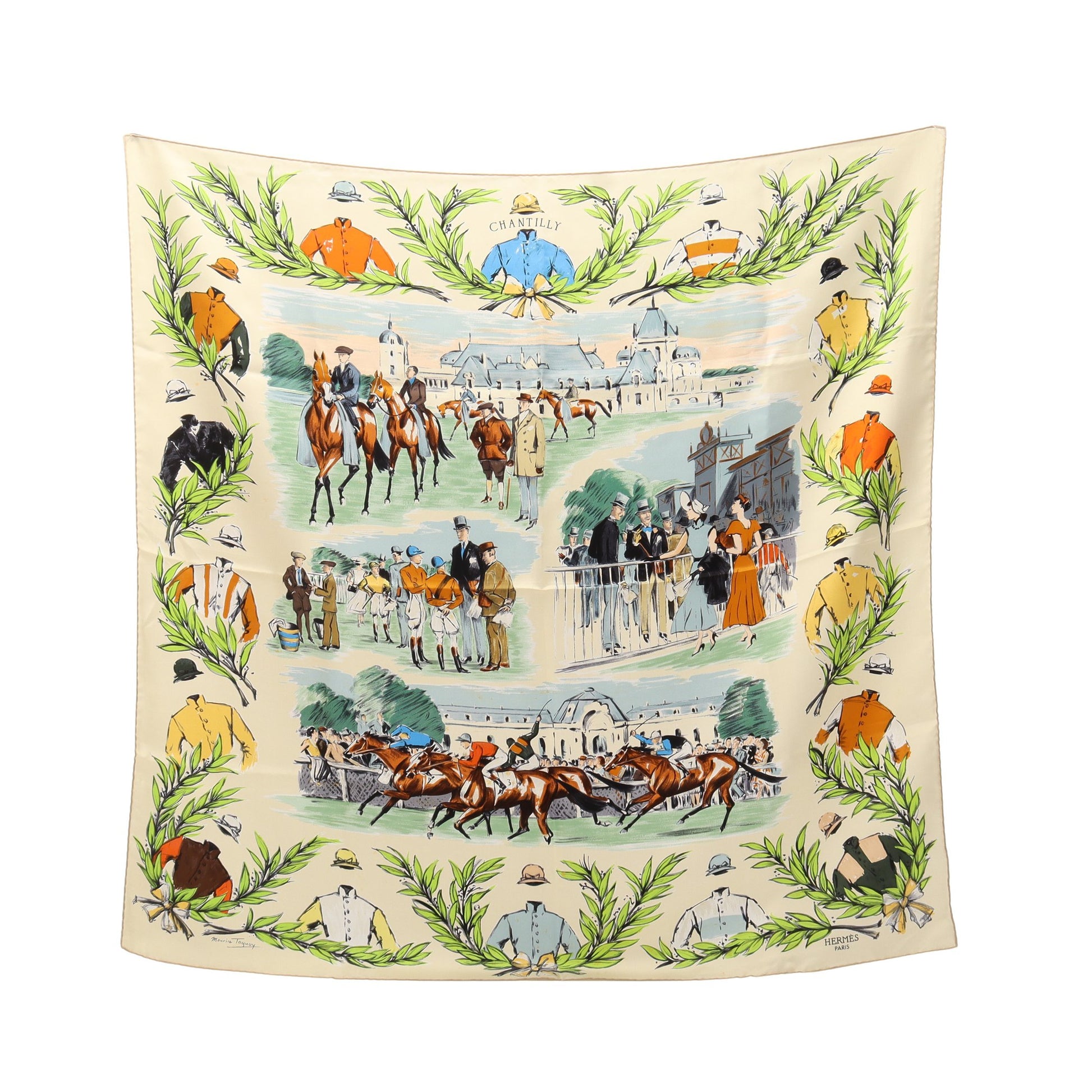 カレ90 CHANTILLY スカーフ シルク アイボリー マルチカラー エルメス 財布・小物 HERMES