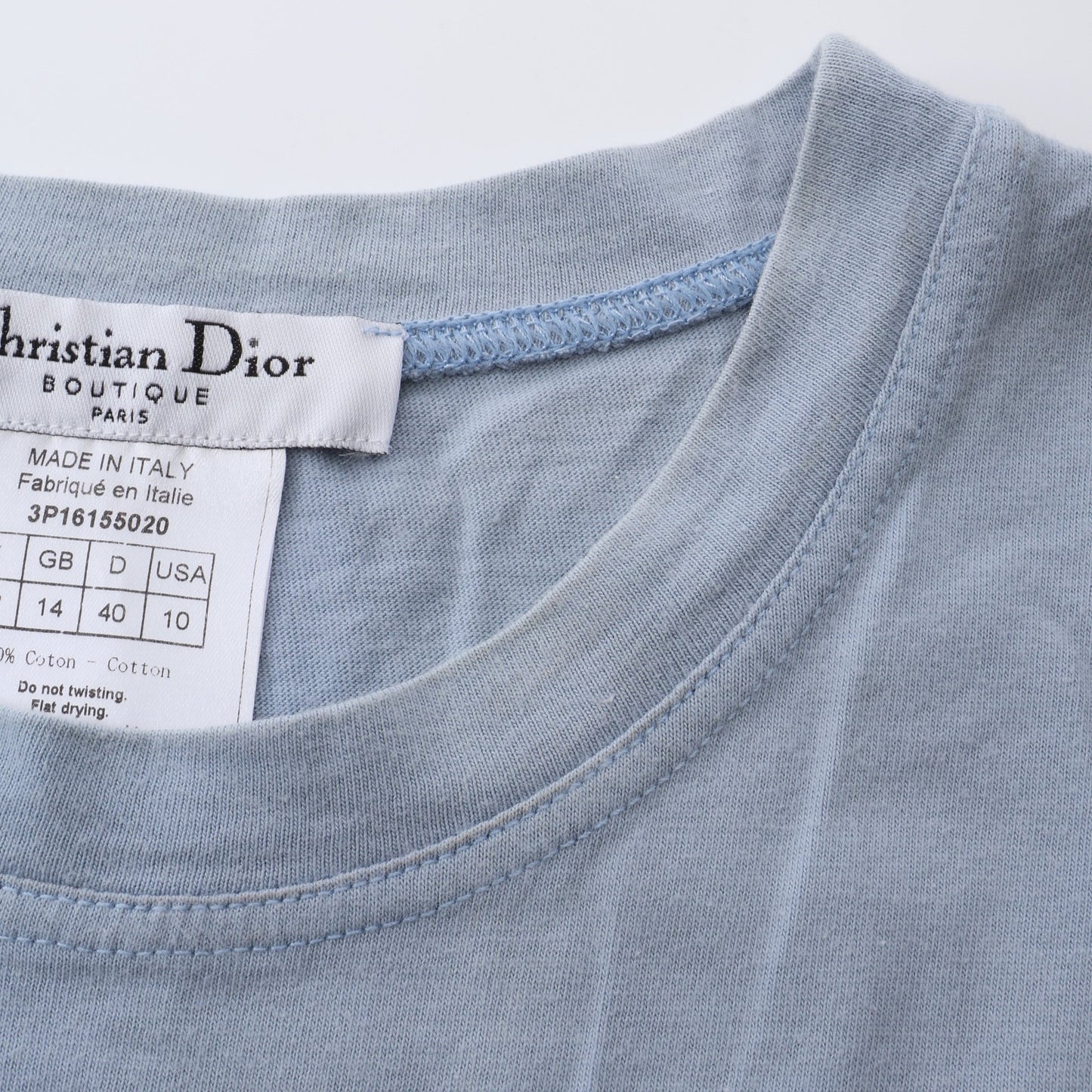 J'ADORE 半袖Tシャツ コットン ライトブルー ベージュ クリスチャンディオール