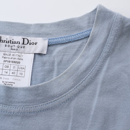J'ADORE 半袖Tシャツ コットン ライトブルー ベージュ クリスチャンディオール