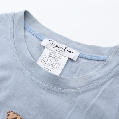 J'ADORE 半袖Tシャツ コットン ライトブルー ベージュ クリスチャンディオール