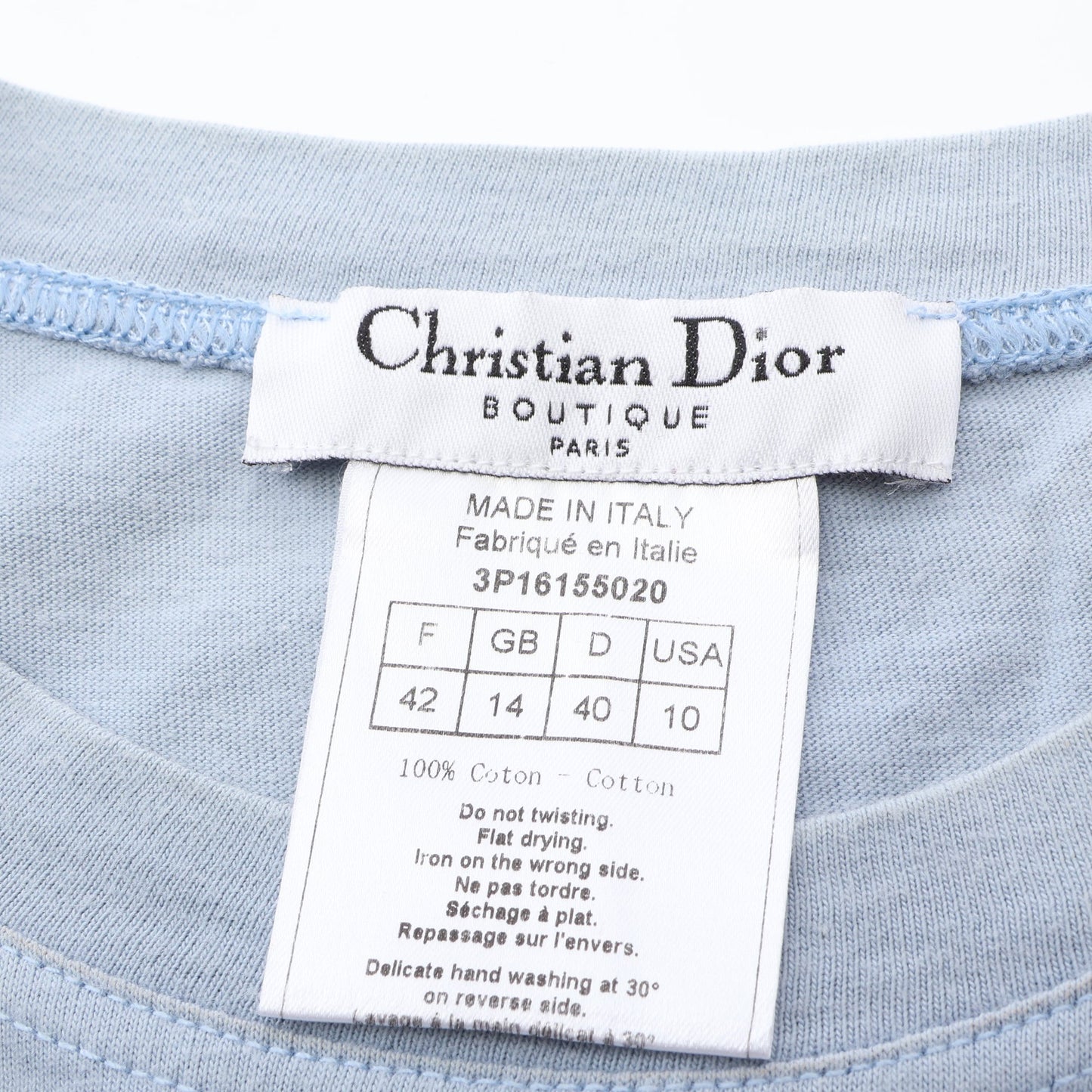 J'ADORE 半袖Tシャツ コットン ライトブルー ベージュ クリスチャンディオール
