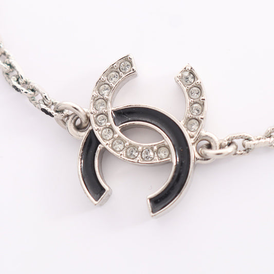 ココマーク ブレスレット ラインストーン シルバー ブラック クリア B25S シャネル アクセサリー CHANEL