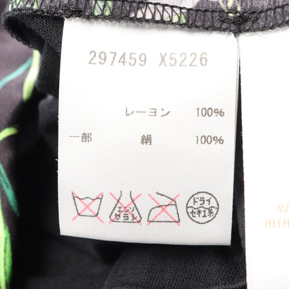 フローラプリント 切替 半袖Tシャツ レーヨン シルク ブラック マルチカラー グッチ
