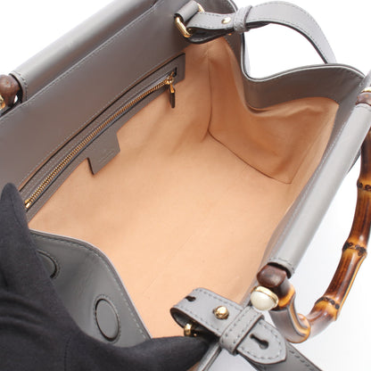 ニムフェア バンブー 2WAY ハンドバッグ レザー グレー グッチ