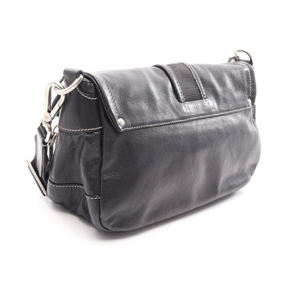 CALF POCKET ショルダーバッグ レザー ブラック プラダ