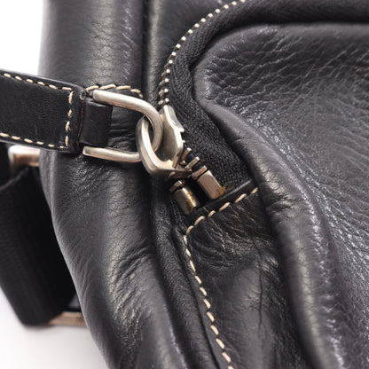 CALF POCKET ショルダーバッグ レザー ブラック プラダ