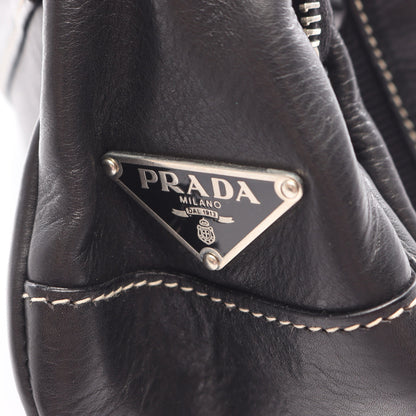 CALF POCKET ショルダーバッグ レザー ブラック プラダ