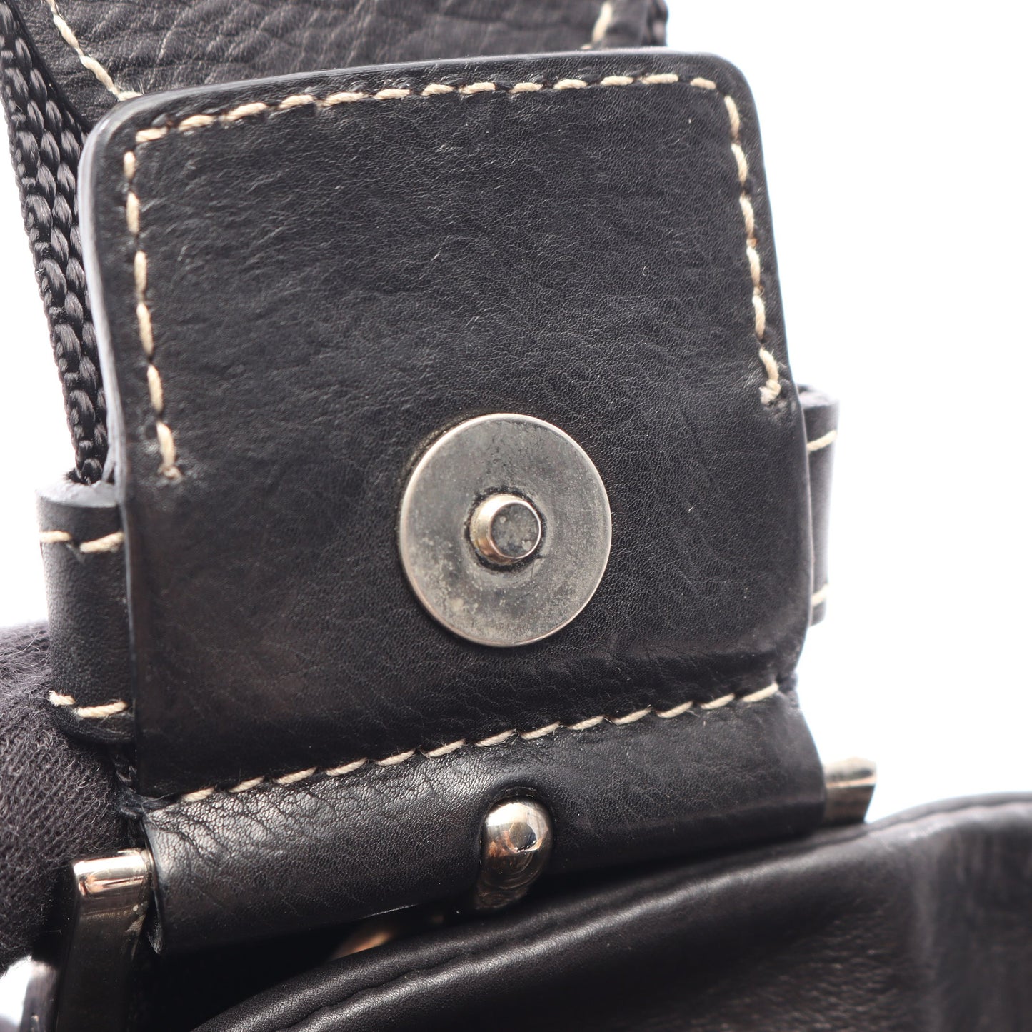 CALF POCKET ショルダーバッグ レザー ブラック プラダ