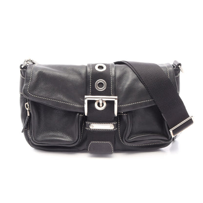 CALF POCKET ショルダーバッグ レザー ブラック プラダ
