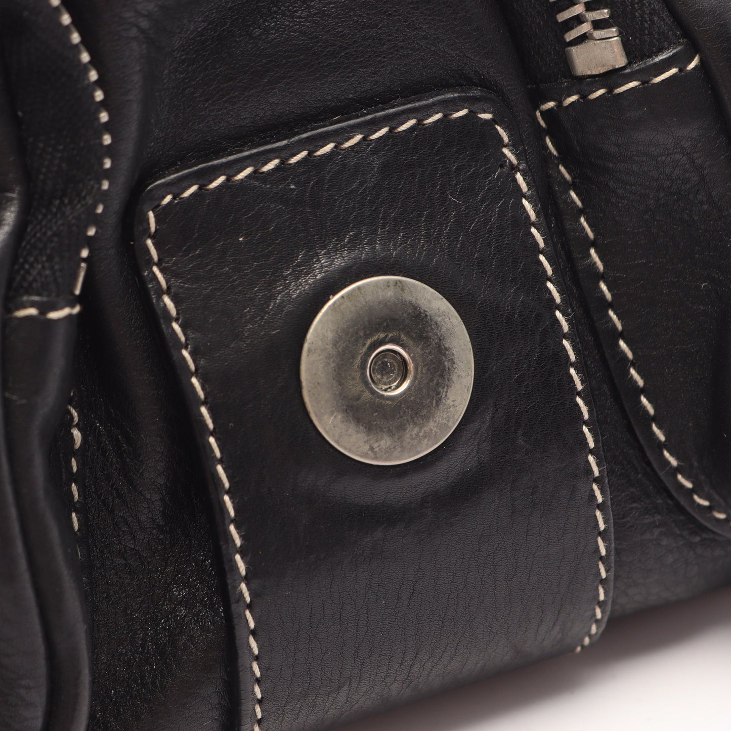 CALF POCKET ショルダーバッグ レザー ブラック プラダ