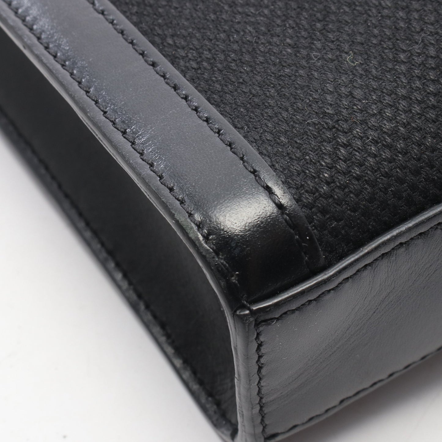 ミニ バーティカルカバ 2WAY ショルダーバッグ キャンバス レザー ブラック セリーヌ
