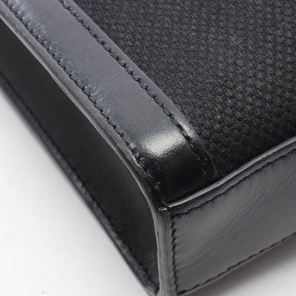 ミニ バーティカルカバ 2WAY ショルダーバッグ キャンバス レザー ブラック セリーヌ