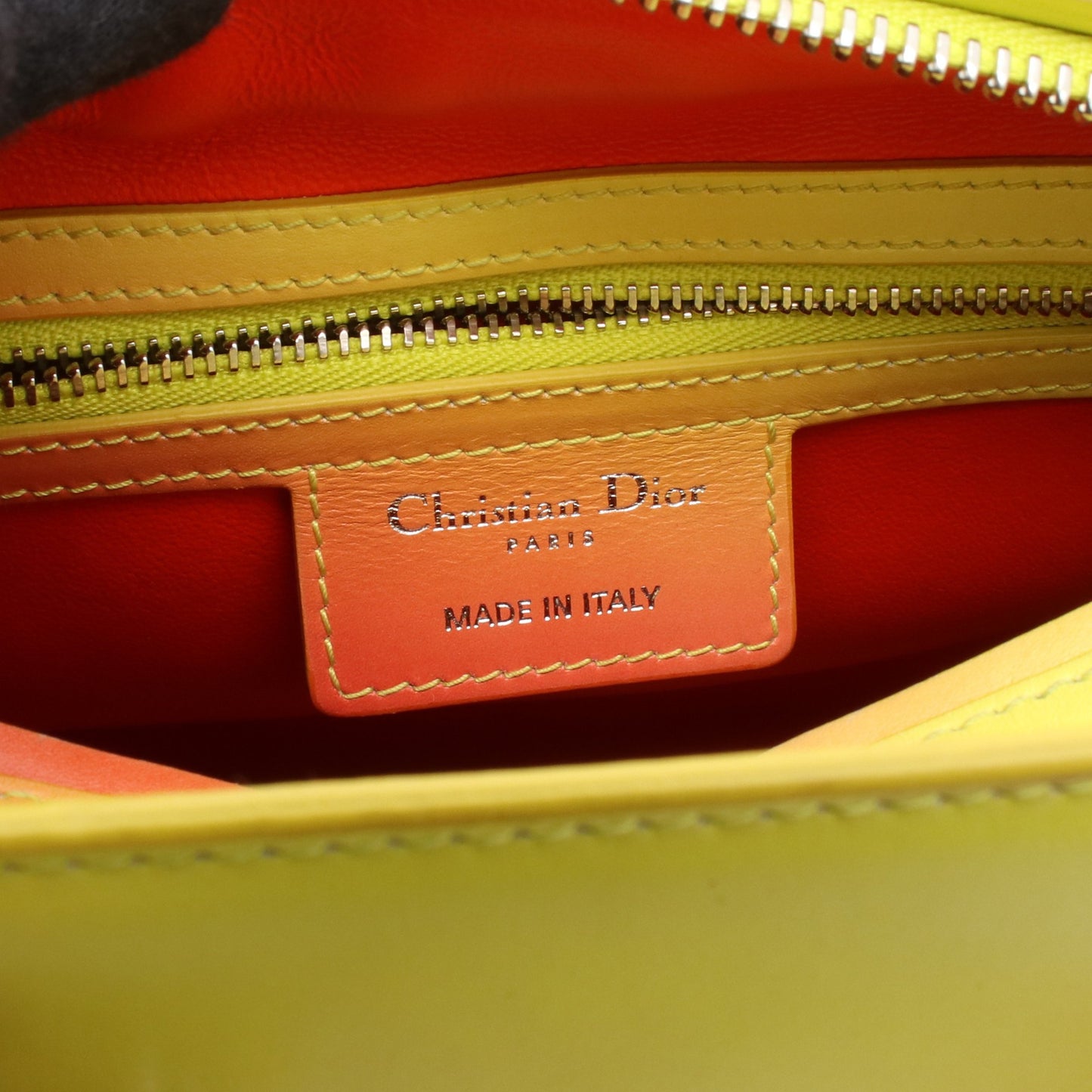 LADY DIOR レディディオール グラデーション 2WAY ハンドバッグ レザー オレンジ イエロー クリスチャンディオール バッグ Christian Dior