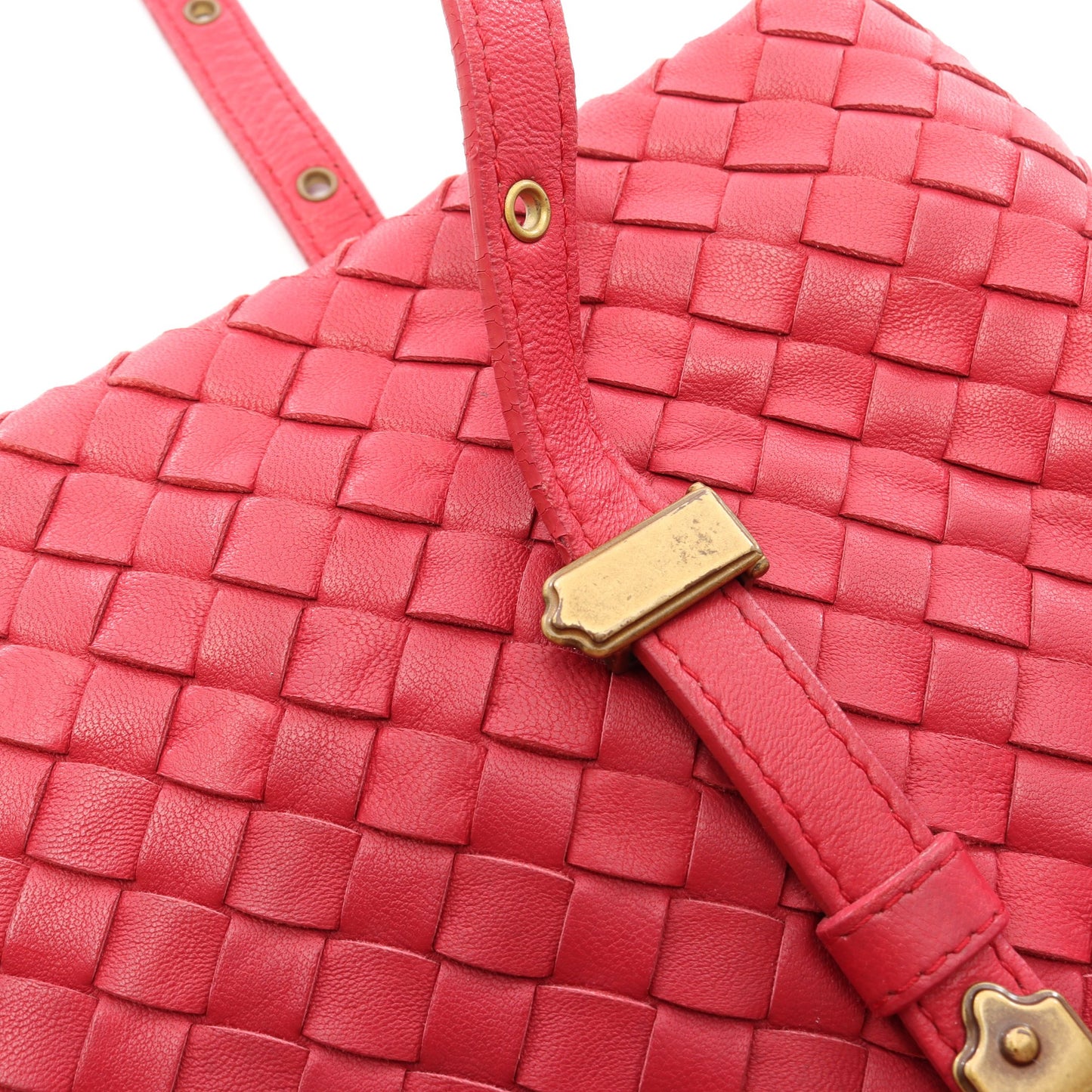 イントレチャート ショルダーバッグ トートバッグ レザー レッド ボッテガヴェネタ