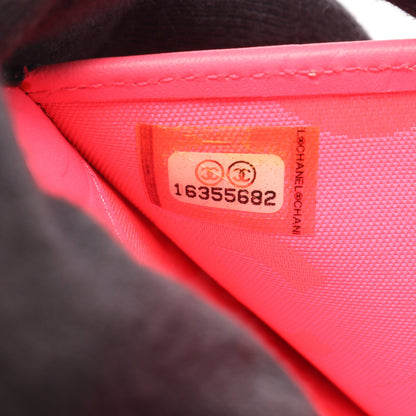カンボンライン Wホック財布 二つ折り財布 レザー エナメル ブラック シルバー金具 シャネル