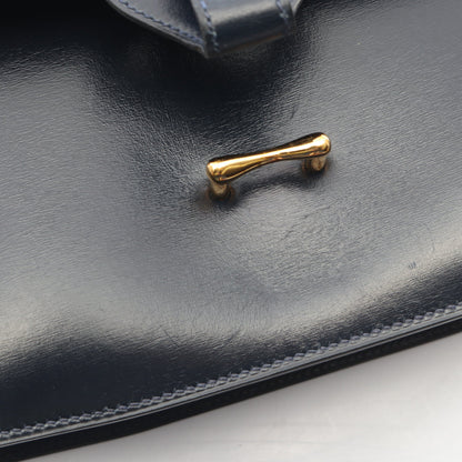 ドリー ブルーインディゴ ショルダーバッグ ボックスカーフ ネイビー ゴールド金具 ○K刻印 エルメス