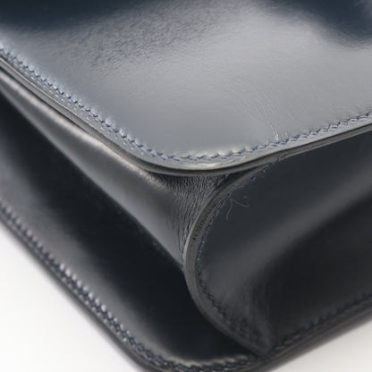 ドリー ブルーインディゴ ショルダーバッグ ボックスカーフ ネイビー ゴールド金具 ○K刻印 エルメス