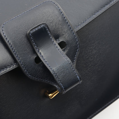 ドリー ブルーインディゴ ショルダーバッグ ボックスカーフ ネイビー ゴールド金具 ○K刻印 エルメス
