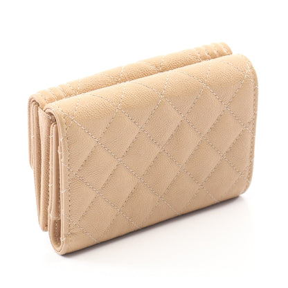 ボーイシャネル 三つ折り財布 キャビアスキン ベージュ ゴールド金具 シャネル 財布・小物 CHANEL