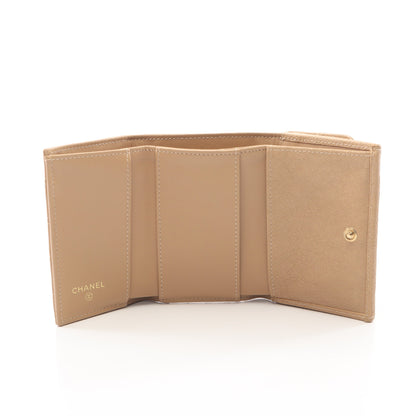 ボーイシャネル 三つ折り財布 キャビアスキン ベージュ ゴールド金具 シャネル 財布・小物 CHANEL