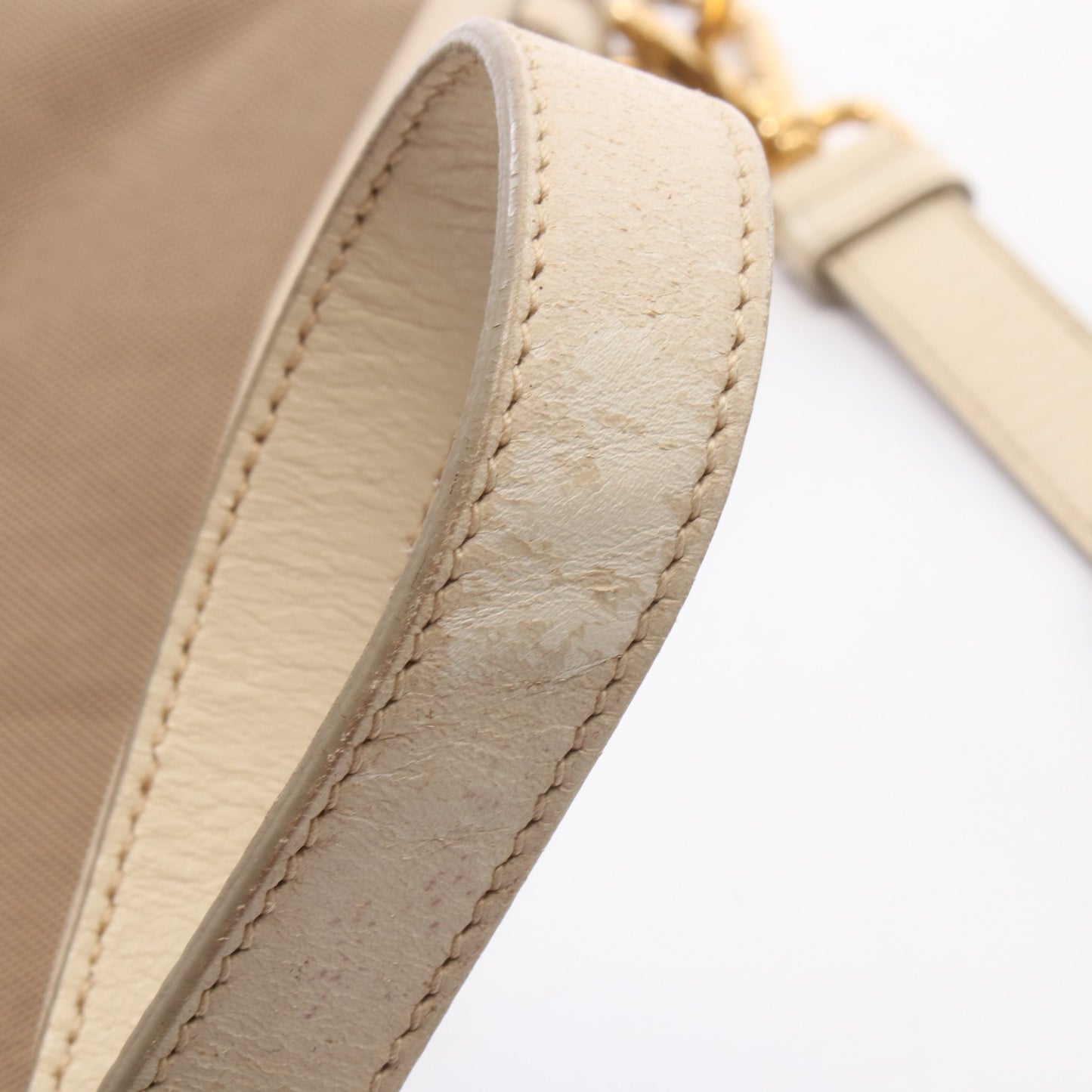 LOGO JACQUARD ロゴジャガード ショルダーバッグ キャンバス レザー ベージュ アイボリー プラダ