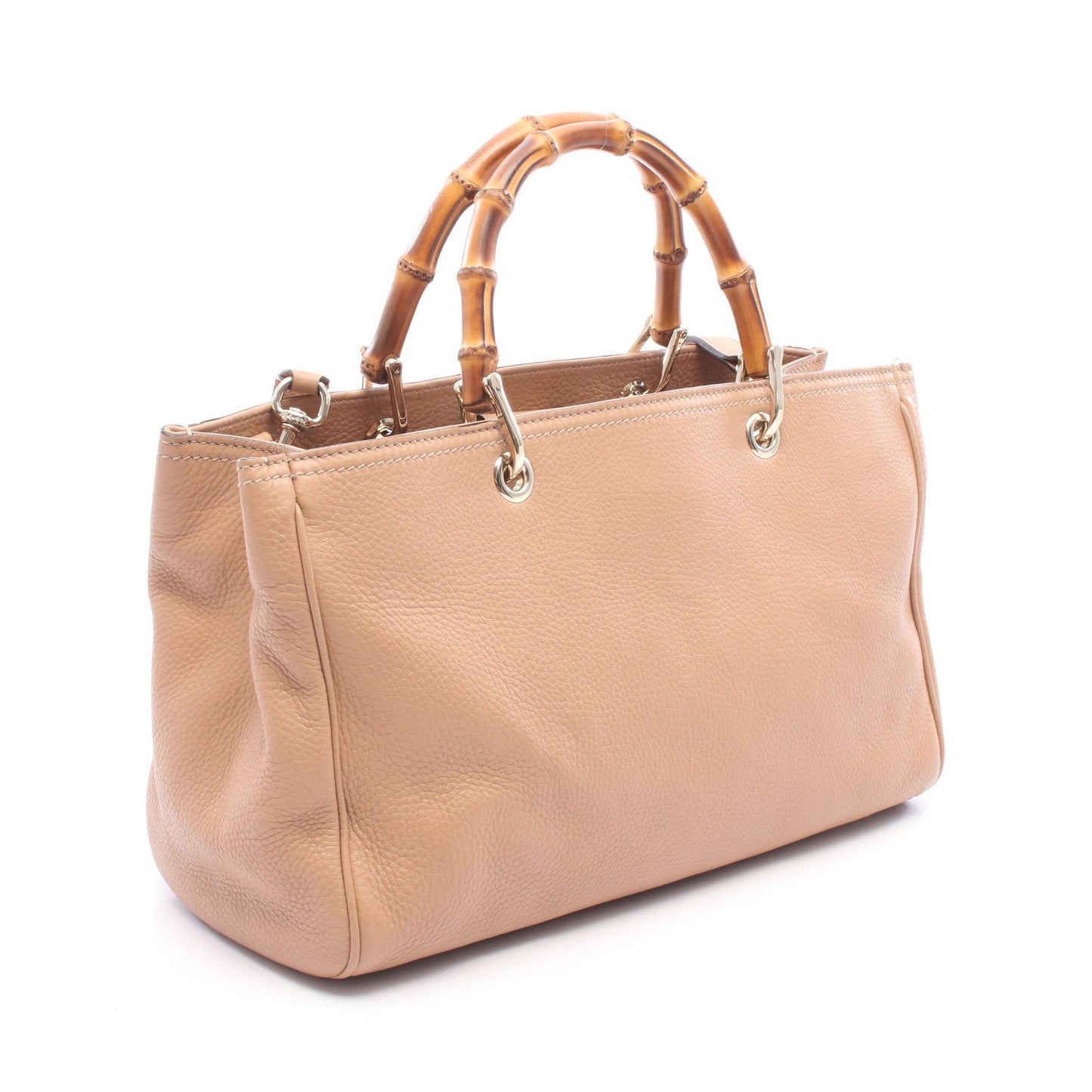 バンブー ショッパー ミディアム 2WAY ハンドバッグ トートバッグ レザー ベージュ グッチ