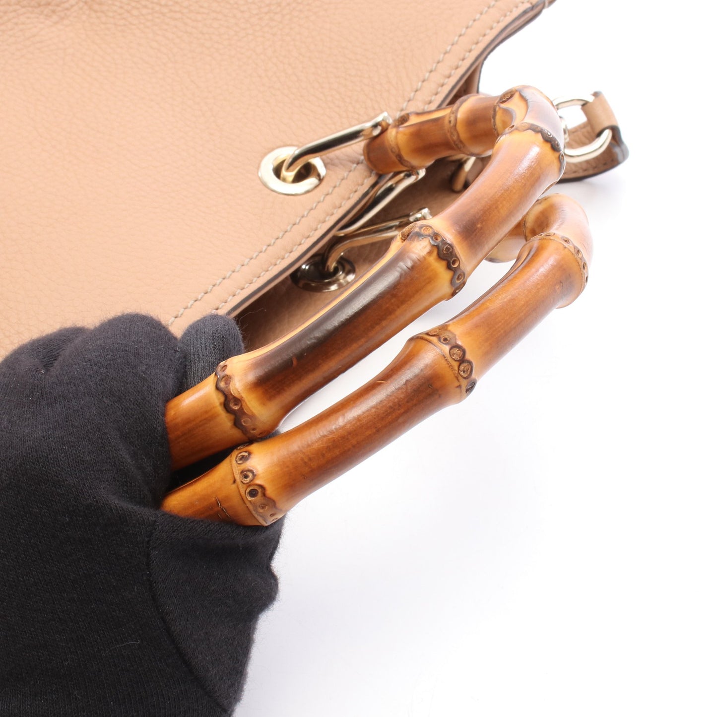 バンブー ショッパー ミディアム 2WAY ハンドバッグ トートバッグ レザー ベージュ グッチ