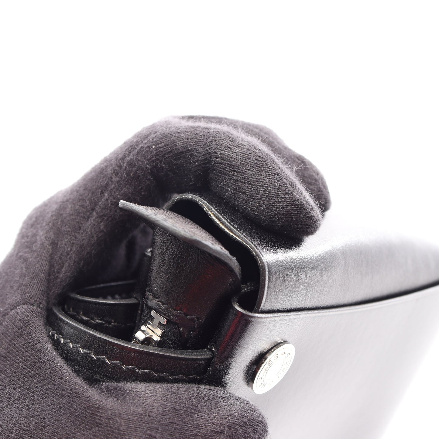 インザボックス ショルダーバッグ ボックスカーフ ブラック シルバー金具 □G刻印 エルメス