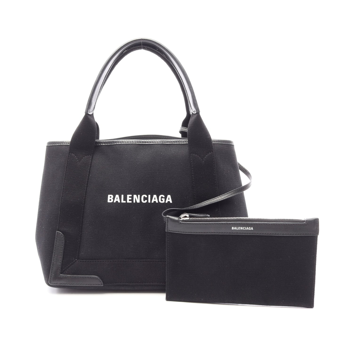 NAVY CABAS S ネイビーカバ ハンドバッグ トートバッグ キャンバス レザー ブラック バレンシアガ バッグ BALENCIAGA