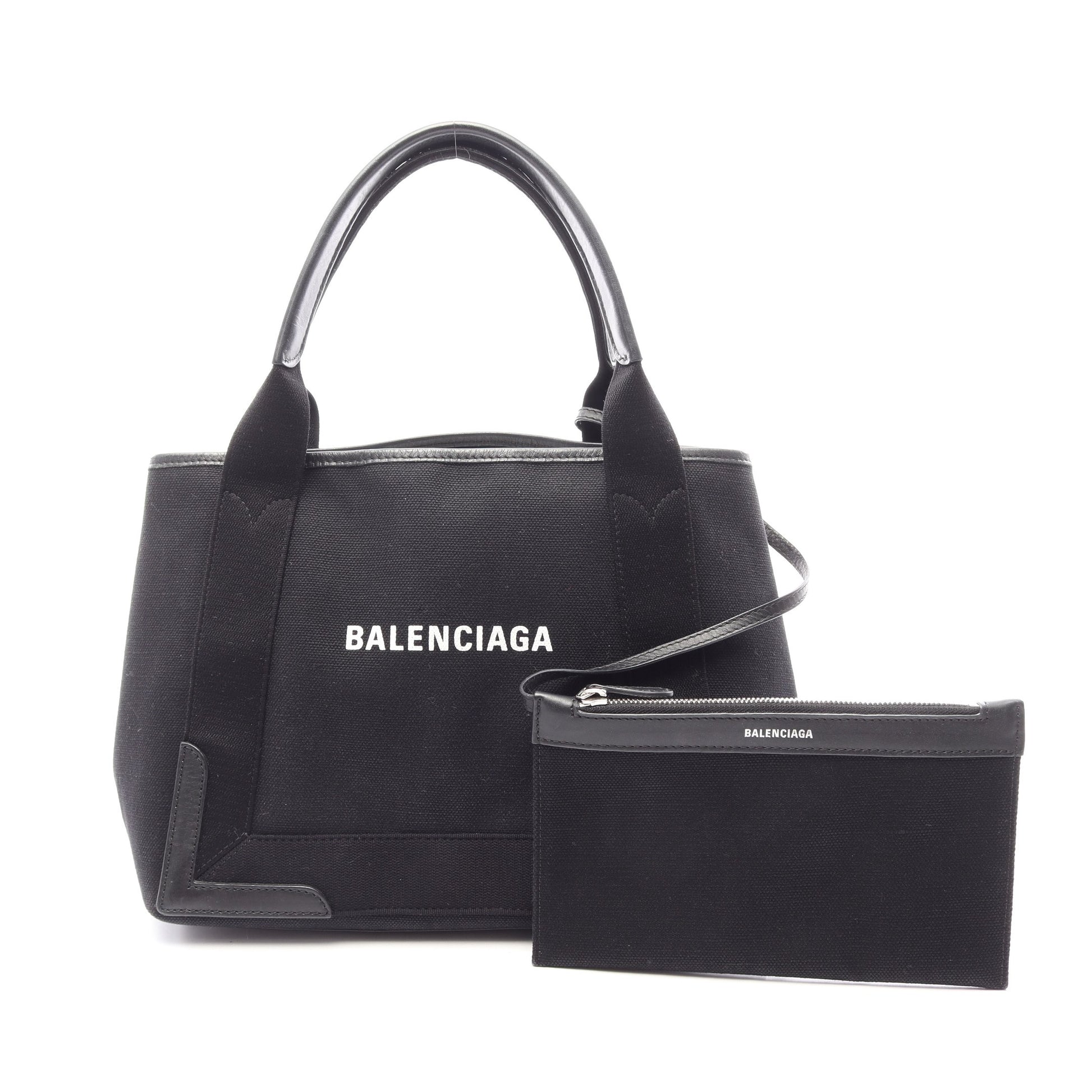 NAVY CABAS S ネイビーカバ ハンドバッグ トートバッグ キャンバス レザー ブラック バレンシアガ バッグ BALENCIAGA