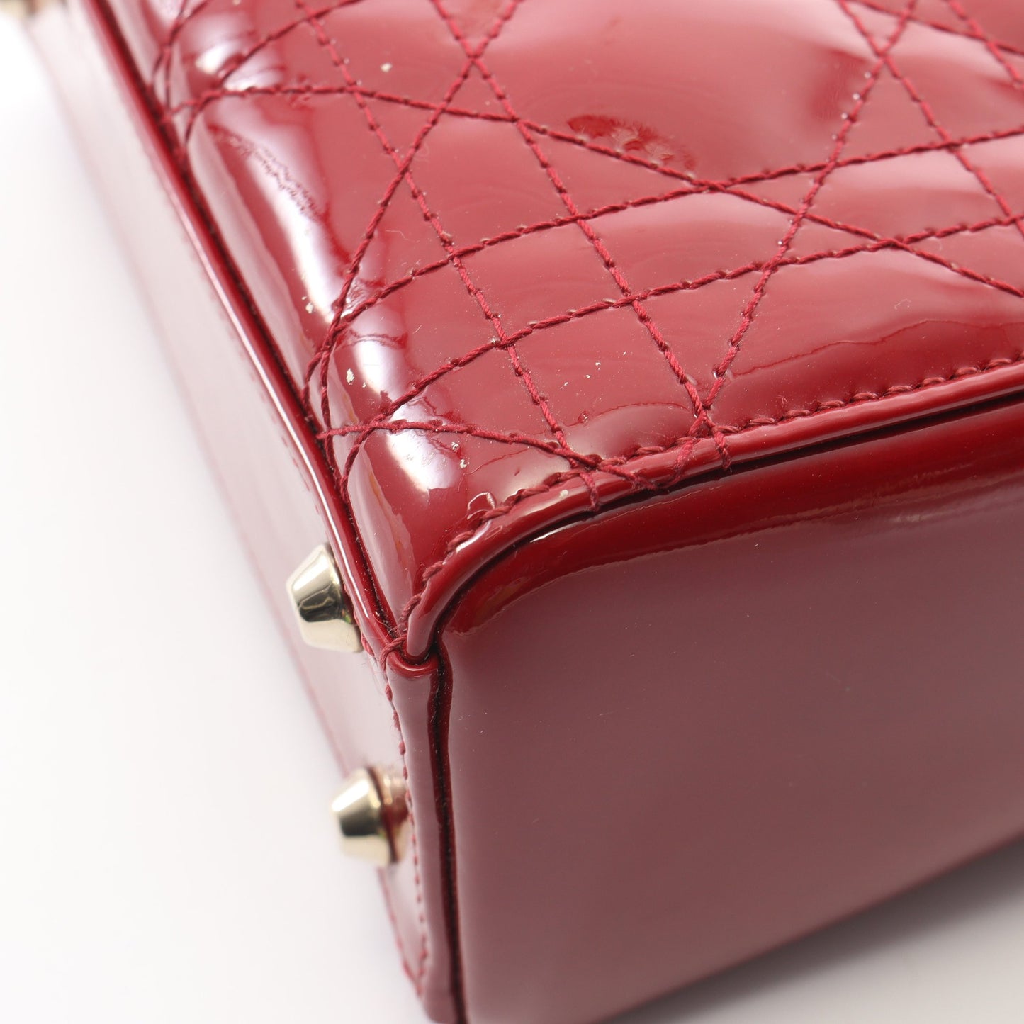 レディディオール ミニ カナージュ 2WAY ハンドバッグ エナメルレザー レッド クリスチャンディオール バッグ Christian Dior