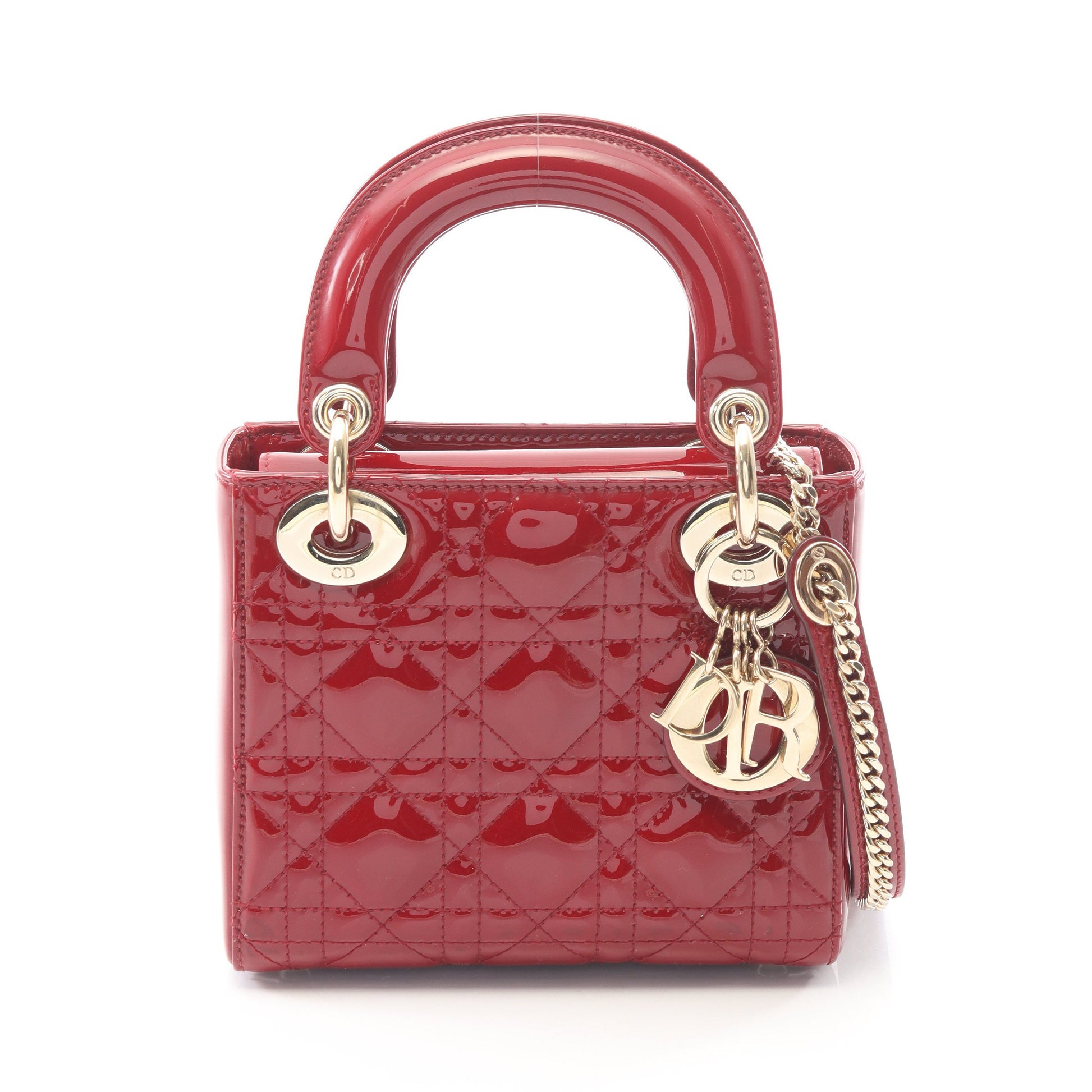 レディディオール ミニ カナージュ 2WAY ハンドバッグ エナメルレザー レッド クリスチャンディオール バッグ Christian Dior