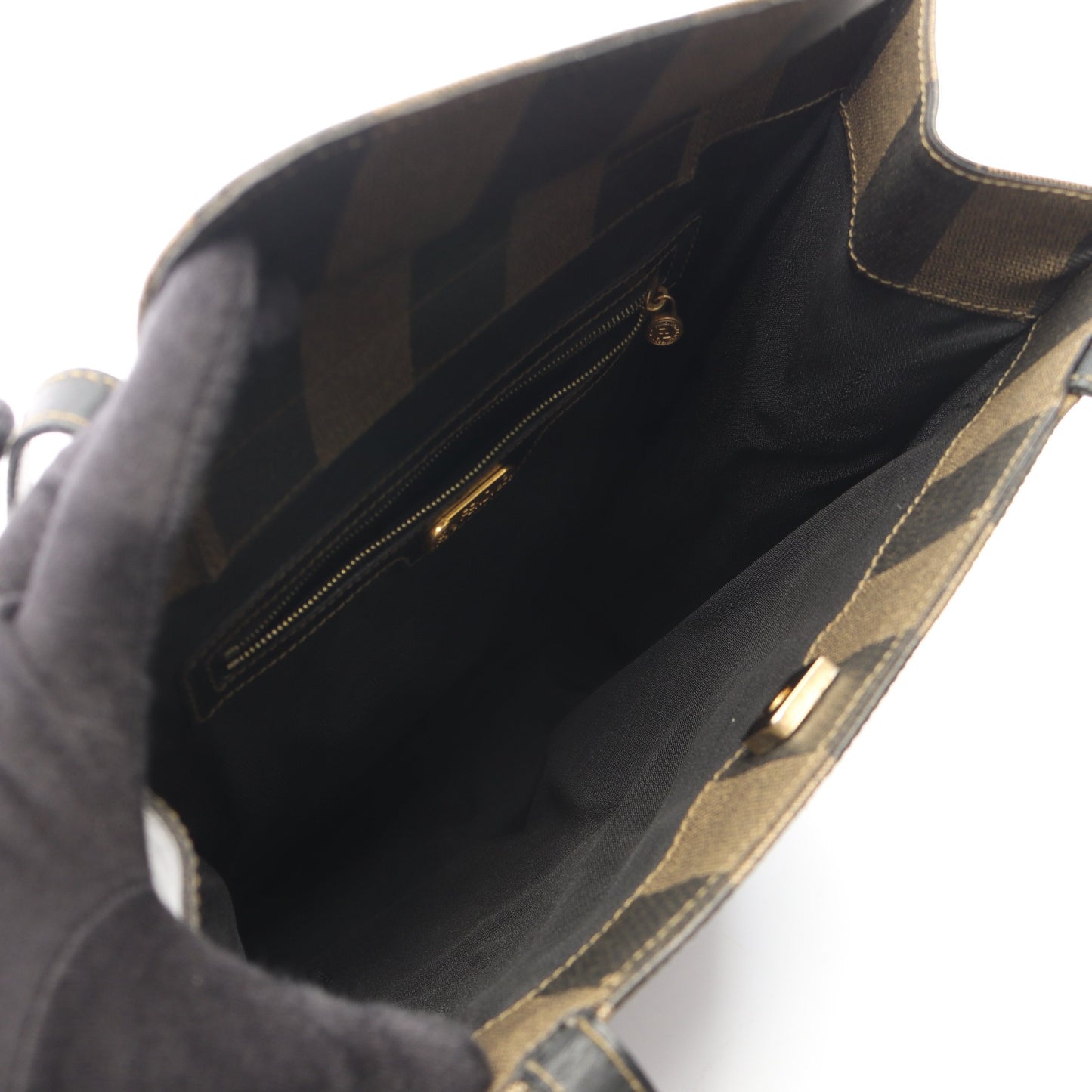 ぺカン ショルダーバッグ トートバッグ PVC レザー ブラウン ブラック フェンディ バッグ FENDI