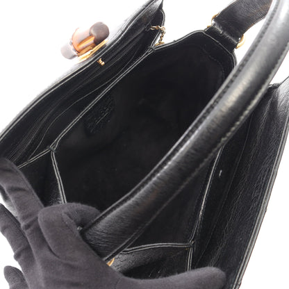 バンブー ハンドバッグ レザー ブラック グッチ
