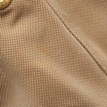 LOGO JACQUARD ロゴジャガード 2WAY ハンドバッグ キャンバス レザー ベージュ ダークブラウン プラダ